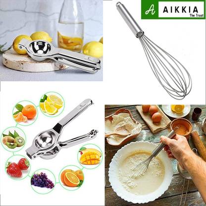AIKKIA Steel /Lemon Squeezer And Stainless steel Whiskar Hand Juicer