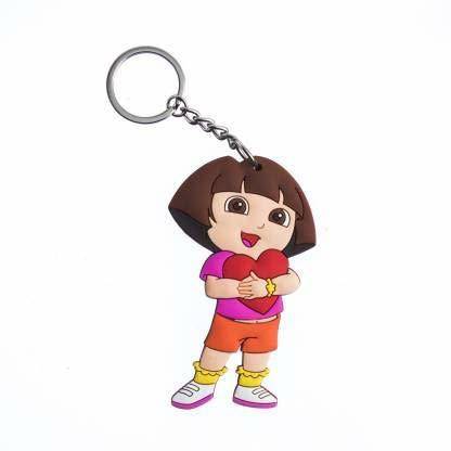 Teczest Doublesided Dora with Heart Hard Rubber Design Keychain Key Chain