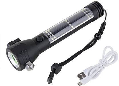 4tens Aluminium 7 Mode Solar with USB LED Rechargeable Torch Light LED Helmet Strip Light