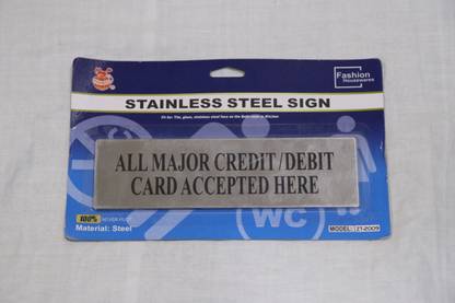 Triock Stainless Steel ALL Major DB-CR Card Accepted Here Message Name Plate