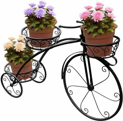 MF WORLD Plant Stand, Wrought Iron Planter Stand Outdoor, Indoor,Balcony Side Cycle Shape Plant Container Set