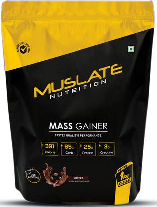 muslate 65G Carbs| 25G Protein| 3G Creatine| 10 Serving| Super Rich Taste Based Advance Weight Gainers/Mass Gainers