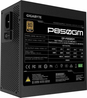 GIGABYTE GP-P850GM (80 Plus Gold 850W, Fully Modular, Smart Fan, Smart Power Protection) 850 Watts Computer PSU with 8 SATA Cables