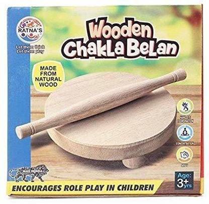 KNAFS Wooden Chakla Belan Set for Kids.Made up of Wood, ine Finish & Durable