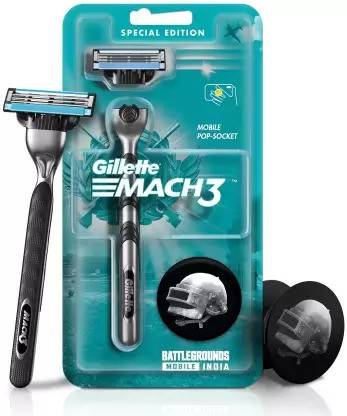 Gillette Razor with Free Battlegrounds Mobile India (Gaming) Pop-Socket (1pc), Men