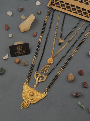 Brado Jewellery Combo of 4 Gold Plated Mangalsutra Tanmaniya for Women Brass Mangalsutra