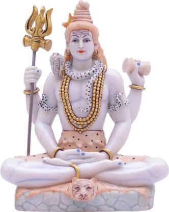 StatueStudio Marble Dust Shiva Idol Pooja Room Decorative Showpiece  -  11.43 cm