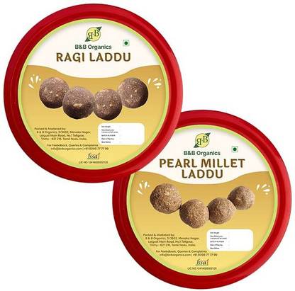 B&B Organics Calcium & Iron Rich Laddu (Pack of 2) (Each 170 g) (Each 5 Pcs) - No White Sugar Box