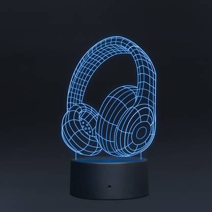 StarLaser Headphone 3D Illusion Night lamp 7 Color Changing Light with Smart Touch Button Table Lamp