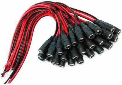 WHO DC PIN FeMale Power Cord 25 Pic ( Red black), 0.25 m Power Cord Connector Wire Connector
