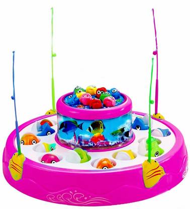 Goyal's Musical Fish-Catching Game with 26 Piece Fishes, 2 Rotary Ponds and 4 Pods Board Game Accessories