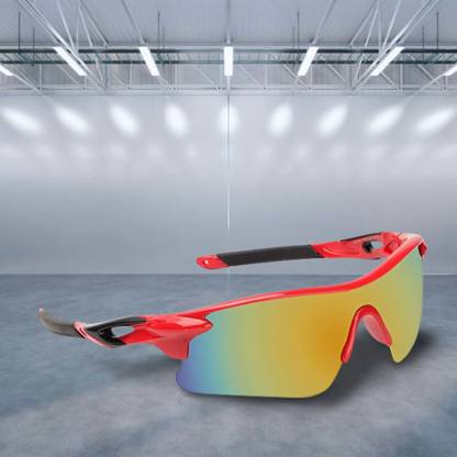 GosForb Red and Black Sports Googles Mirrored UV Protection For Men Cricket Goggles Cricket Goggles