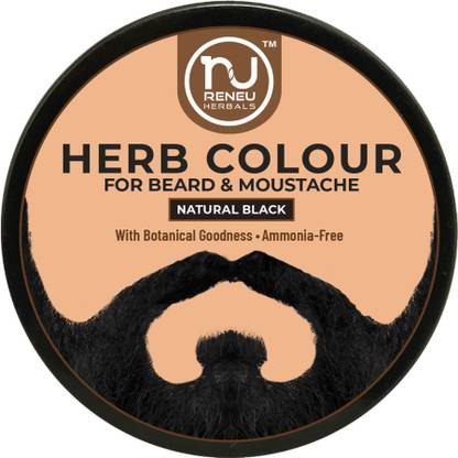 Reneu Herbals Herb Colour for Beard & Moustache| No Ammonia Beard Colour For Men Black- 50 GM , Black