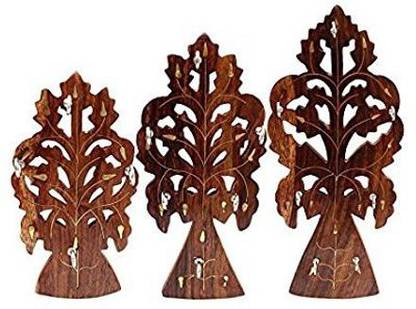 STUFFCOLLECTION Wooden Key Holder Handmade Wooden Key Hanger Holder Wall Décor - Set of 3 Wood Key Holder