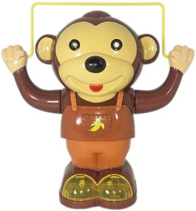 Pranavi Funny Monkey Rope Skipping dancing toy with Flash Light and Sound for Kid's