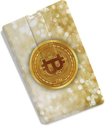 100yellow Bitcoin Credit Card Shape 32 GB Pen Drive Compatible with Desktop Computer, Laptop, Television USB 2.0 Plastic Case