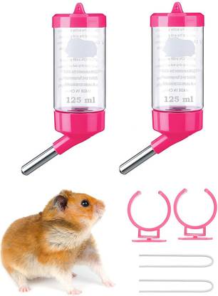 Grow Basket Plastic Water Bottle for Hamster Rabbit Dog Kitten ferrets guinea 125 ML, Pack 2 Hamster Treat
