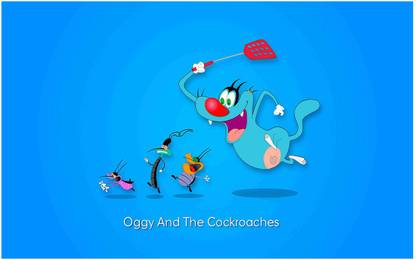 Oggy and the Cockroaches Big Size Flex Poster For Room MD-3477 Photographic Paper