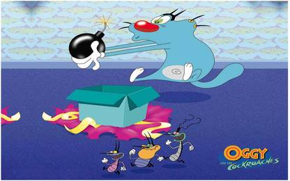 Oggy and the Cockroaches Big Size Flex Poster For Room MD-3486 Photographic Paper