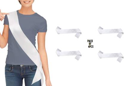 hubops Plain White Sash Blank Satin Sash .For Wedding ,Party Decoration Sash White 4 PC