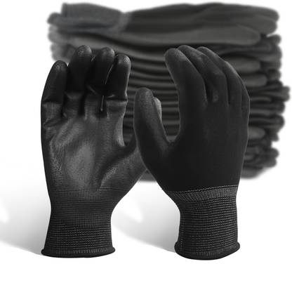 Donizard Multipurpose Daily Use Reusable Washable Grip Coating Anti Cut Resistant PU Nylon, Synthetic  Safety Gloves