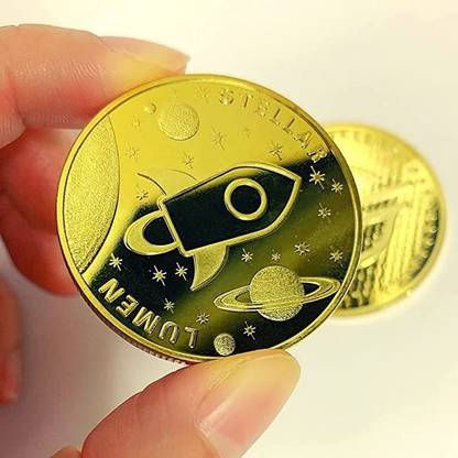 Craftbia Stellar Coin Made of Real Metal Gold Plated Crypto Coin Decorative Showpiece  -  4 cm