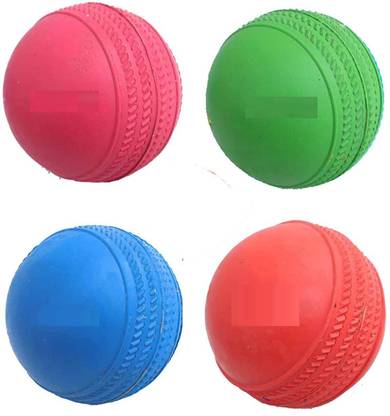 Gmefvr Rubber Cricket Ball Multi Color Pack of 4 Cricket Rubber Ball