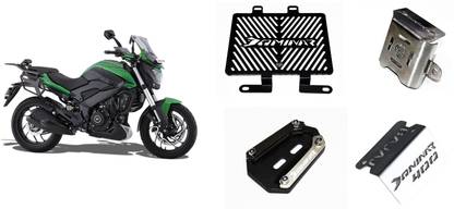 OBEROI'S TRADERS Dominar 400 Radiator Guard, Front /Rear Oil Container, Side Stand Extender Combo Bike Crash Guard