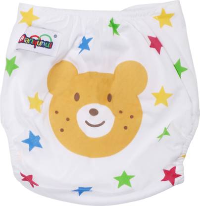 Pokory Reusable Baby Diapers|Free Size|Washable|Multicolour|Teddy Bear Design|Pack of 1 - New Born