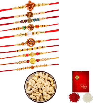 Poorak 10 Rakhi Set With 100gm Kaju Combo 10CA Combo