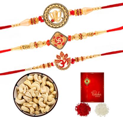 Poorak 3 Rakhi Set With 100gm Kaju Combo 3CE Combo