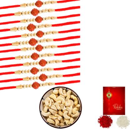 Poorak 12 Rakhi Set With 100gm Kaju Combo 12CF Combo