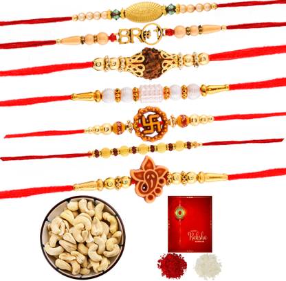 Poorak 7 Rakhi Set With 100gm Kaju Combo 7CA Combo