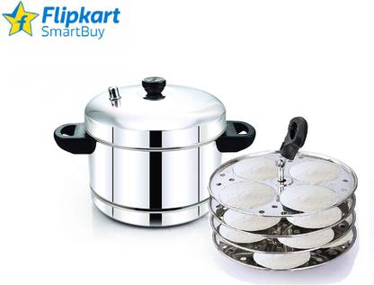 Flipkart SmartBuy Stainless Steel Idli Cooker, Idly Maker Set with 4 Plates, 16 idlies, Silver Induction & Standard Idli Maker