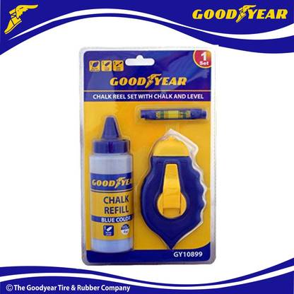 GOOD YEAR Chalk Line Reel, Chalk Reel Set With Chalk & Level GY10899, 30 Mtr Chalk Reel, 113 Gm Chalk & 1 Mini Level Non-magnetic Line Level