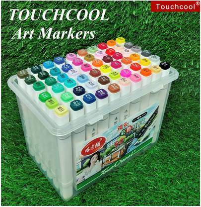 Craftacious Art TouchCool Round & Chisel Dual Tip Sketch Marker for Manga, Anime(Pack of 60)