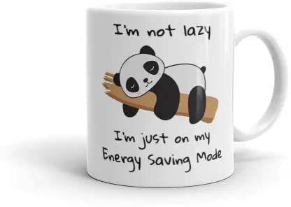 HUMWE I'm Not Lazy I m Just On My Energy Saving Mode-Printed with Cute Lazy Panda Ceramic Coffee Mug