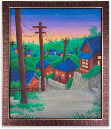 SMM Enterprise Original Handmade Studio Ghibli Inspired Painting Canvas 13.5 inch x 11.1 inch Painting