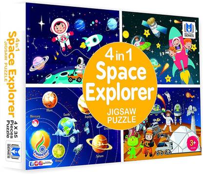 PEZYOX 4 in 1 Space Explorer Jigsaw Puzzle 140 Pieces for Kids.