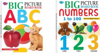 Let's Learn With Big Picture Board Book Of ABC & Big Picture Number 1-100 | First Picture Dictionary Book Of Numbers And Alphabet Board Book For Kids Learning