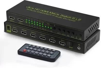 sarmus 6x2 hdmi matrix switch 6in 2out Support PIP/ARC & SPDIF Audio Extract 4Kx2K 3D Media Streaming Device
