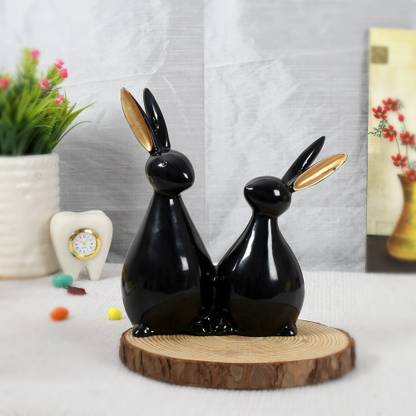 Flipkart Perfect Homes Black Rabbit Statue For Home Decor Living Room Decorative Showpiece Decorative Showpiece  -  26 cm