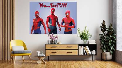 Aaila Creations 85 cm Triple Spiderman Meme Wall Sticker Self Adhesive Sticker