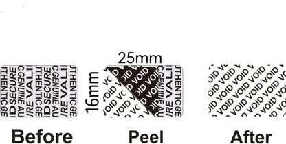 kwick 2.5 cm Void Tamper Hologram Sticker, Silver, Rounded Corner, 25mmX16mm, 2400pcs. Non-Reusable Sticker