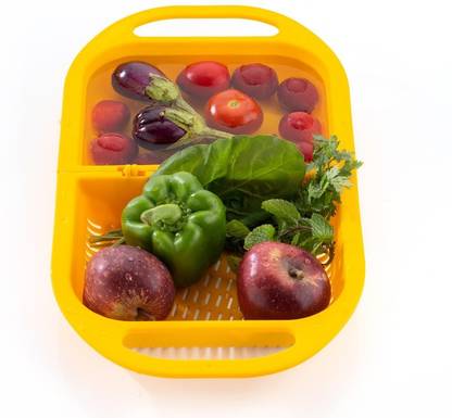 BELLERBIRD Plastic Kitchen Folding Drain Basket Leaking Fruit Box Vegetable Drainer Storage Basket