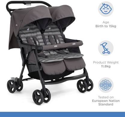 JOIE Aire Twin W/ Rc Dark Pewter Twin Strollers & Prams