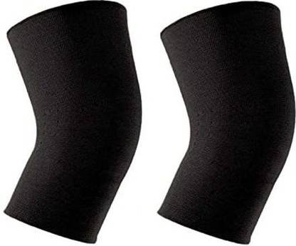 SMIC Unisex Stretchable Leg Knee Cap ( M-Size ) (Black Color) - Pack of 1 Pair Knee Support