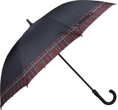 The CLOWNFISH Single Fold Auto Open 190 T Polyester Umbrellas (Checks Border-Brown) Umbrella