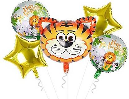 Lighter House Solid TIGER JUNGLE FOIL BALLOONS (05 Pcs.) Balloon