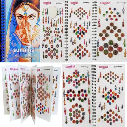 SUNAINA Multicolour Mix Design And Mix Size Long Design Bindi book For Women FOREHEAD Multicolor Bindis